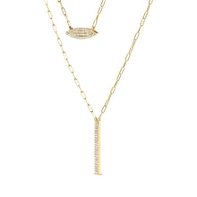 Load image into Gallery viewer, 14K Yellow Gold 3/8 Cttw Two-Strand Marquise and Bar Charm Paper Clip Link Pendant Necklace (I-J Color, I1-I2 Clarity) -18" and 20" Inch Lengths