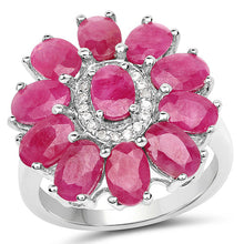 Load image into Gallery viewer, 5.83 Carat Genuine Ruby and White Zircon .925 Sterling Silver Ring