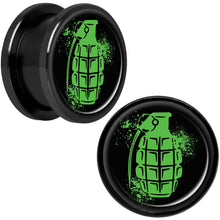 Load image into Gallery viewer, Green Grenade Black Anodized Screw Fit Plug Set 5/8