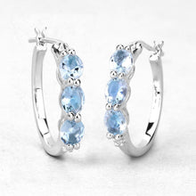Load image into Gallery viewer, 1.75 Carat Genuine Aquamarine and White Diamond .925 Sterling Silver Earrings