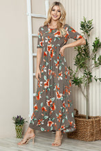 Load image into Gallery viewer, Floral Round Neck Short Sleeve Maxi Tee Dress β Casual and Comfortable Floral Maxi Dress with Relaxed Fit and Short Sleeves