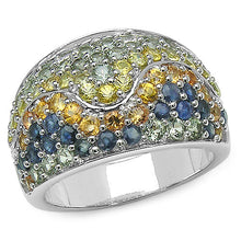 Load image into Gallery viewer, 3.60 Carat Genuine Multi Sapphire .925 Sterling Silver Ring