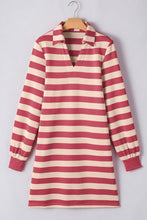 Load image into Gallery viewer, Classic Contrast Black Striped Collar Long Sleeve Mini Dress Stylish & Trendy Casual Dress for Women