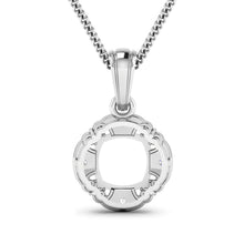 Load image into Gallery viewer, 0.09 Carat Genuine White Diamond 14K White Gold Semi Mount Pendant - holds 8x8mm Cushion Gemstone