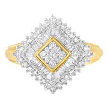 Load image into Gallery viewer, 10K Yellow Gold Diamond Ballerina Ring (1 Cttw, I-J Color, I1-I2 Clarity) - Size 7