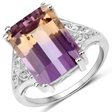 Load image into Gallery viewer, 7.88 Carat Genuine Amethyst and White Topaz .925 Sterling Silver Ring