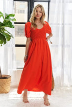 Load image into Gallery viewer, Popcorn Smocked Puff Sleeve Dress For Women – Textured, Elegant, Fluttering, Feminine, Stylish, Trendy For Special Occasions