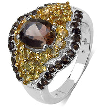 Load image into Gallery viewer, 2.56 Carat Genuine Smoky Quartz & Citrine .925 Sterling Silver Ring