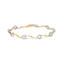 Load image into Gallery viewer, 10k Two-Tone Gold 1/3 Cttw Diamond Pave Set Heart S-Link 7.25" Bracelet (I-J Color, I2-I3 Clarity)