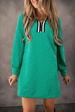 Load image into Gallery viewer, Classic Textured Zip Mini Dress Trendy Long Sleeve Dress for Women Modern Dress