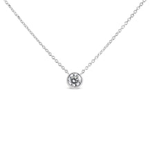 Load image into Gallery viewer, 14K White Gold 1/2 Cttw Lab Grown Diamond Modern Bezel-Set Solitaire 16"-18" Pendant Necklace (F-G Color, VS2-SI1 Clarity)