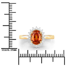 Load image into Gallery viewer, 1.87 Carat Genuine Spessartite Garnet and White Diamond 14K Yellow Gold Ring