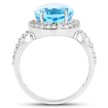 Load image into Gallery viewer, 6.03 Carat Genuine Swiss Blue Topaz & White Topaz .925 Sterling Silver Ring