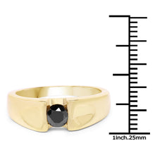 Load image into Gallery viewer, 14K Yellow Gold Plated 0.25 Carat Genuine Black Diamond .925 Sterling Silver Ring