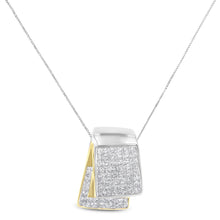 Load image into Gallery viewer, 14K White and Yellow Gold 2.0 Cttw Princess Cut Diamond Two Tone Foldover Box Pendant 18†Box Chain Necklace (H-I Color, SI1-SI2 Clarity)