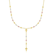 Load image into Gallery viewer, 14k Tri-Color Gold Rosary Chain Necklace