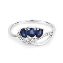 Load image into Gallery viewer, 0.65 Carat Genuine Blue Sapphire and White Diamond 14K White Gold Ring