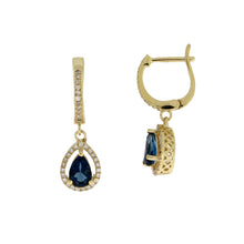 Load image into Gallery viewer, London Blue Topaz Dangle Earrings 14KT Yellow Gold