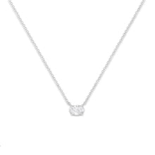 Load image into Gallery viewer, IGI Certified 14k White Gold 1/2 cttw Lab Grown Oval Shape Solitaire Diamond East West 18" Pendant Necklace (E-F Color, VS1-VS2 Clarity)