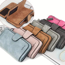 Load image into Gallery viewer, Vintage Faux Leather Long Wallet – Trifold Credit Card Holder with Snap & Zipper