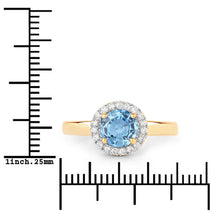 Load image into Gallery viewer, 1.03 Carat Genuine Blue Sapphire and White Diamond 14K Yellow Gold Ring