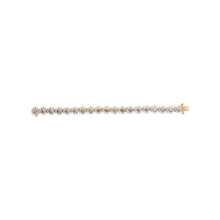 Load image into Gallery viewer, 14K Yellow Gold 8.00 Cttw Champagne Diamond Floral Cluster Halo Link Bracelet (H-I Color, I1-I2 Clarity)