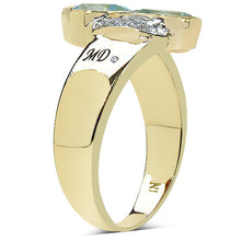 Load image into Gallery viewer, 14K Yellow Gold Plated 1.86 Carat Genuine Blue Topaz, White Topaz & White Diamond .925 Sterling Silver Ring