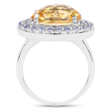 Load image into Gallery viewer, 5.78 Carat Genuine Citrine and Tanzanite .925 Sterling Silver Ring