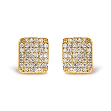 Load image into Gallery viewer, 14K Yellow Gold 1/2 Cttw Diamond Square Shaped Composite Cluster Stud Earrings (I-J Color, I1-I2 Clarity)