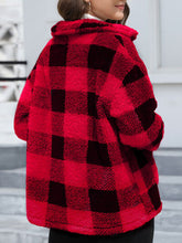 Load image into Gallery viewer, Beautiful Red Women Drop Shoulder Fuzzy Button-Up Jacket Soft And Comfortable Casual Fit Jacket