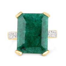 Load image into Gallery viewer, 7.64 Carat Dyed Emerald and White Diamond .925 Sterling Silver Ring