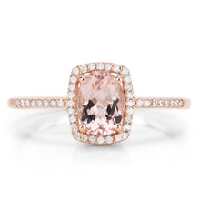 Load image into Gallery viewer, 0.82 Carat Genuine Morganite and White Diamond 14K Rose Gold Ring