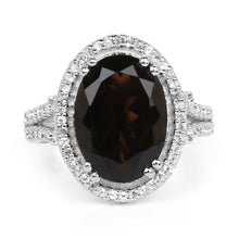 Load image into Gallery viewer, 5.80 Carat Genuine Smoky Quartz & White Topaz .925 Sterling Silver Ring
