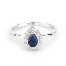 Load image into Gallery viewer, 0.48 Carat Genuine Blue Sapphire and White Diamond 14K White Gold Ring