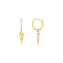Load image into Gallery viewer, 14K Yellow Gold Dangling Spike Drop Hoop Earrings