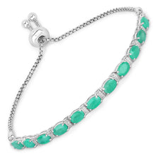 Load image into Gallery viewer, 4.98 Carat Genuine Emerald and White Topaz .925 Sterling Silver Bracelet