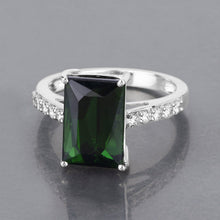 Load image into Gallery viewer, 6.16 Carat Genuine Green Tourmaline and White Diamond 14K White Gold Ring
