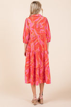 Load image into Gallery viewer, New Summer Tiered Printed Collared Neck Midi Dress For Women – Elegant and Versatile Dress with a Polished, Feminine Flair