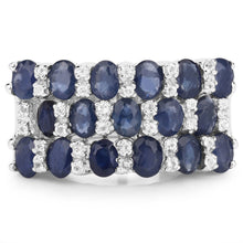 Load image into Gallery viewer, 3.66 Carat Genuine Blue Sapphire and White Topaz .925 Sterling Silver Ring