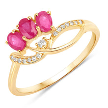 Load image into Gallery viewer, 0.71 Carat Genuine Ruby and White Diamond 14K Yellow Gold Ring