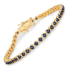 Load image into Gallery viewer, 3.13 Carat Genuine Blue Sapphire 14K Yellow Gold Bracelet
