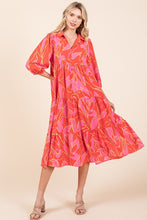 Load image into Gallery viewer, New Summer Tiered Printed Collared Neck Midi Dress For Women – Elegant and Versatile Dress with a Polished, Feminine Flair
