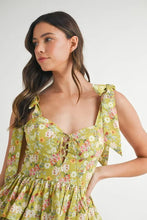 Load image into Gallery viewer, Floral Print Shoulder Tie Layered Mini Dress For Women β Fresh Floral Design, Fluttering Adjustable Shoulder Tie, Layered Mini Dress, Trendy Summer Outfit