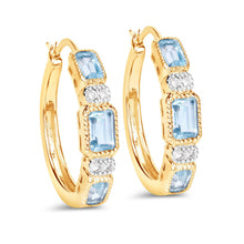 Load image into Gallery viewer, 2.66 Carat Genuine Blue Topaz and White Topaz .925 Sterling Silver Earrings
