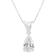 Load image into Gallery viewer, IGI certified 10K White Gold 1/2 cttw Diamond Pear Pendant Necklace (I-J, I1)