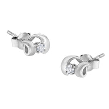 Load image into Gallery viewer, .925 Sterling Silver Round Cut Diamond Fashion Stud Earrings (0.10 cttw, I-J Color, I2-I3 Clarity)