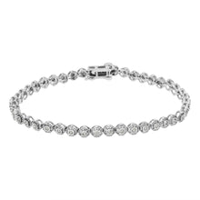 Load image into Gallery viewer, .925 Sterling Silver 1/2 Cttw Miracle Set Round Diamond Bezel Design Link Bracelet (I-J Color, I2-I3 Clarity) - 7.25"