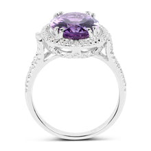 Load image into Gallery viewer, 5.55 Carat Genuine Amethyst & White Topaz .925 Sterling Silver Ring