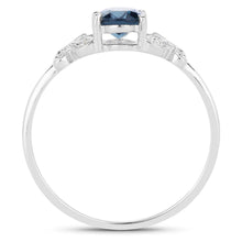 Load image into Gallery viewer, 0.93 Carat Genuine London Blue Topaz and White Diamond 14K White Gold Ring