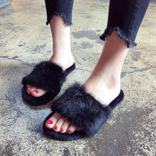 Load image into Gallery viewer, Fahion Fur Slipper For Women Keep Warm Slipper Casual Shoes Elegant Soft Plush Slipper Fuzzy Fur Slippers Soft Comfy Open Toe Slide Slippers Cozy Memory Foam Fluffy House Slippers
